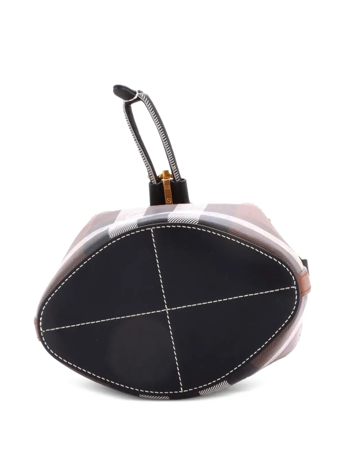 Burberry Pre-Owned TB Drawstring Check E-Canvas Mini バケットバッグ - ブラウン - 画像4