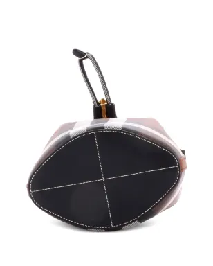 Burberry Pre-Owned TB Drawstring Check E-Canvas Mini バケットバッグ - ブラウン - サムネイル4