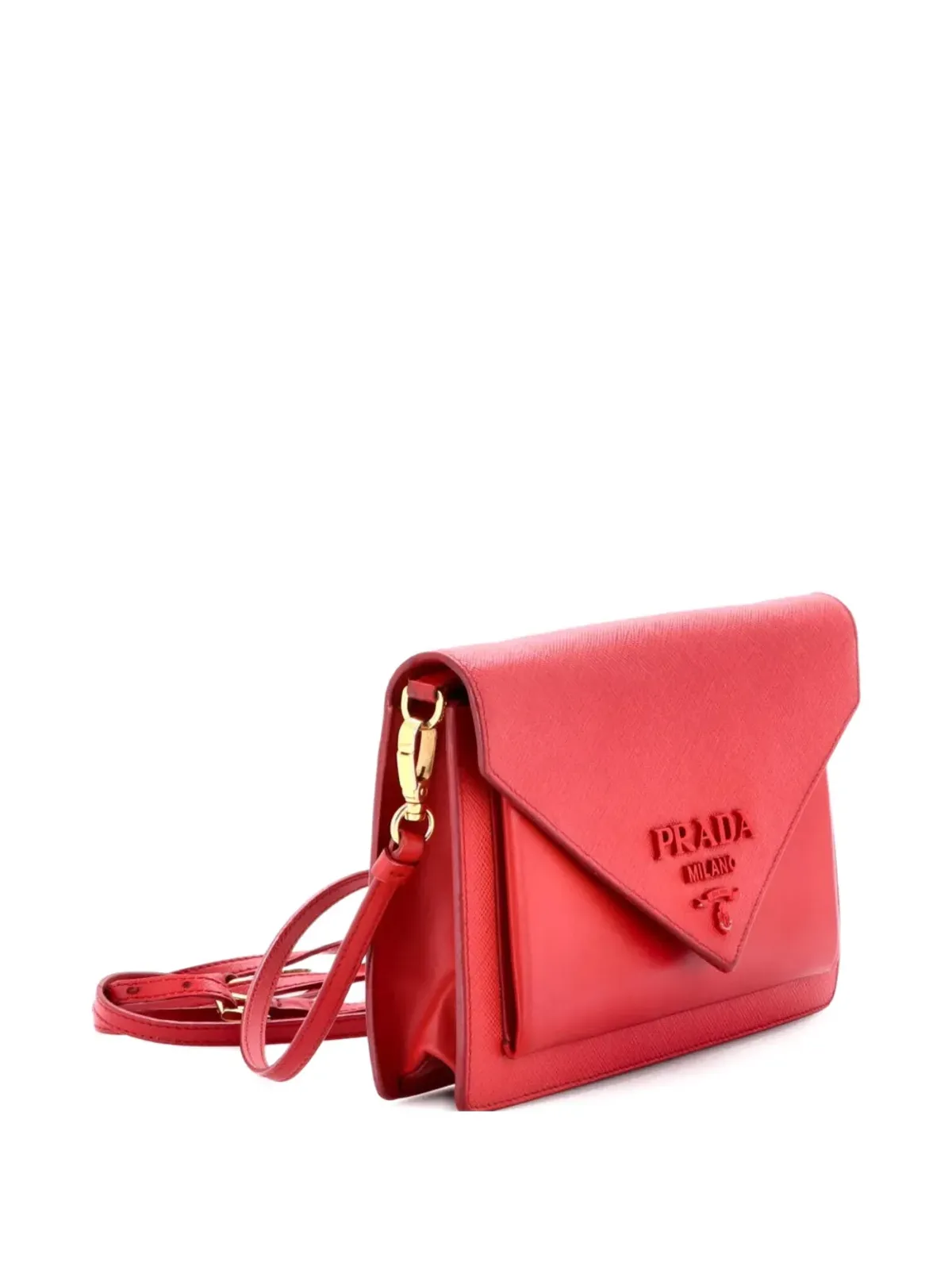 Prada Pre-Owned モノクローム エンベロープ サフィアーノ ミニ カーフ クロスボディバッグ - 画像3