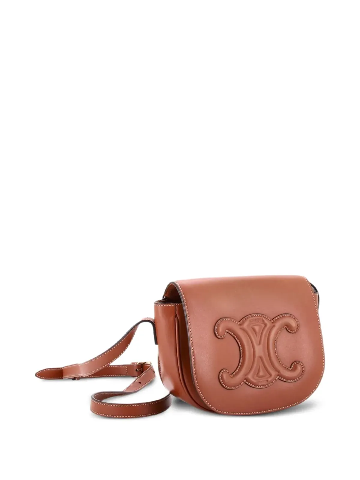 Celine Pre-Owned キュイール・トリオンフ・フォルコ バッグ レザー クロスボディバッグ ブラウン - 画像3