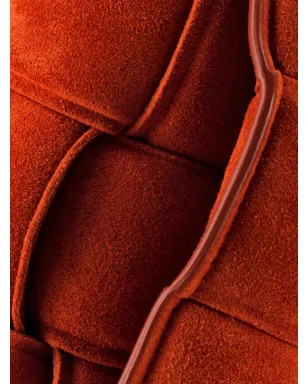 Bottega Veneta ビンテージ カセットチェーン付き Maxi イントレチャート スエード クロスボディバッグ - オレンジ - サムネイル5