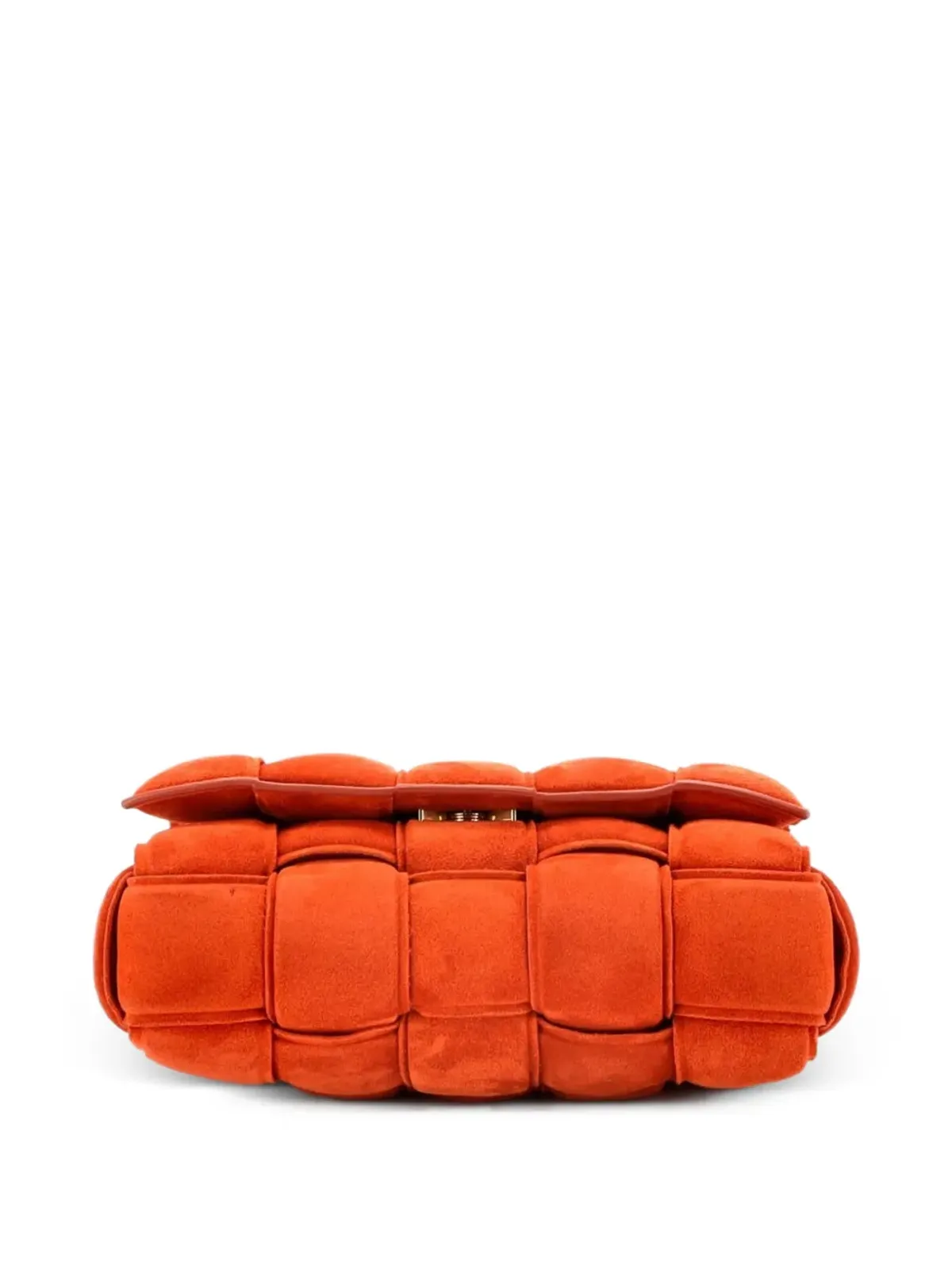 Bottega Veneta ビンテージ カセットチェーン付き Maxi イントレチャート スエード クロスボディバッグ - オレンジ - 画像3