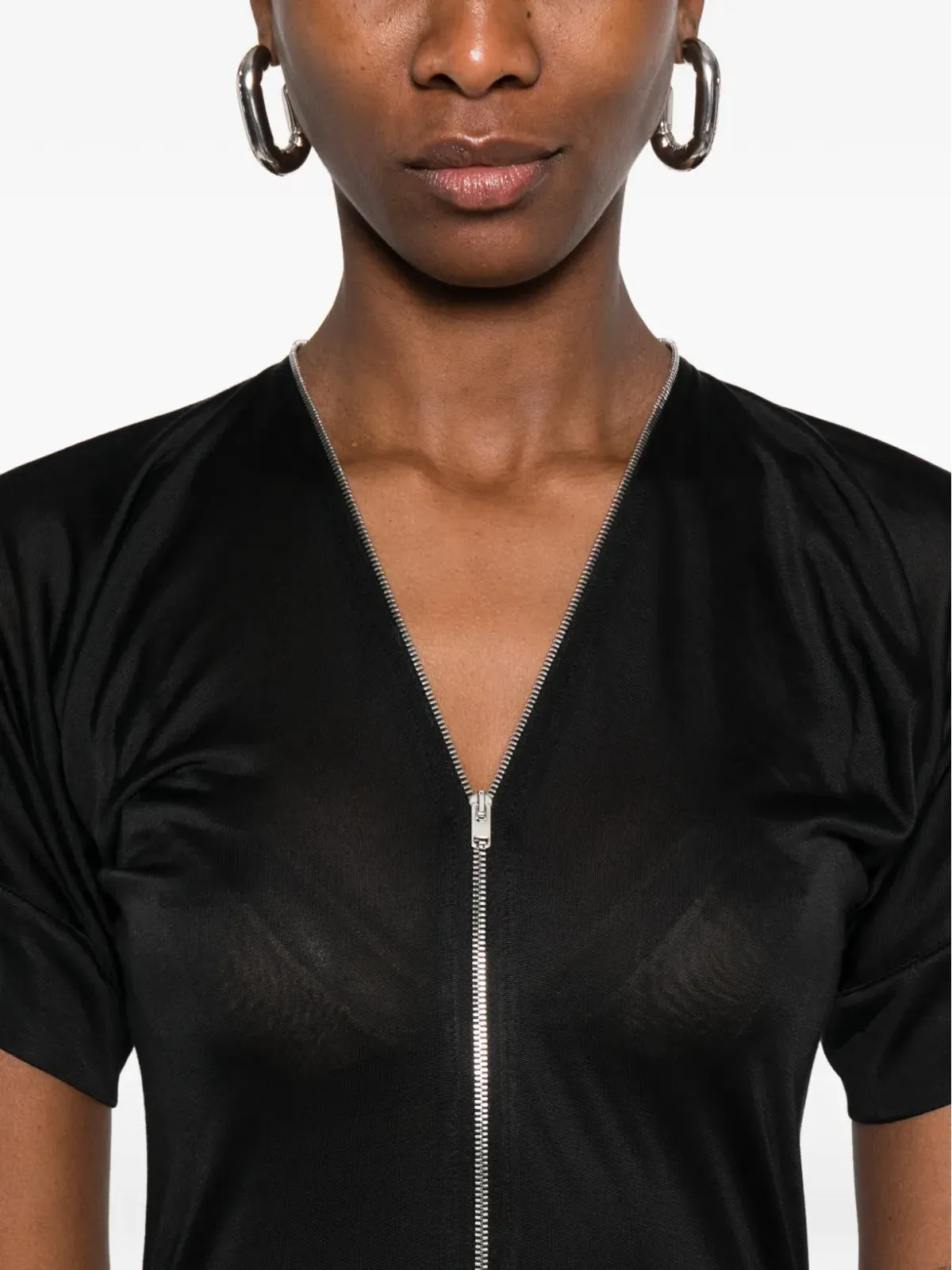 LEMAIRE V-neck zipped midi dress - Black - 画像5