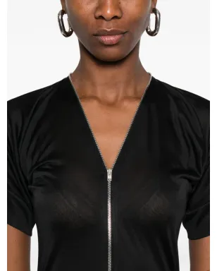 LEMAIRE V-neck zipped midi dress - Black - サムネイル5