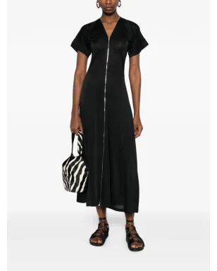 LEMAIRE V-neck zipped midi dress - Black - サムネイル2