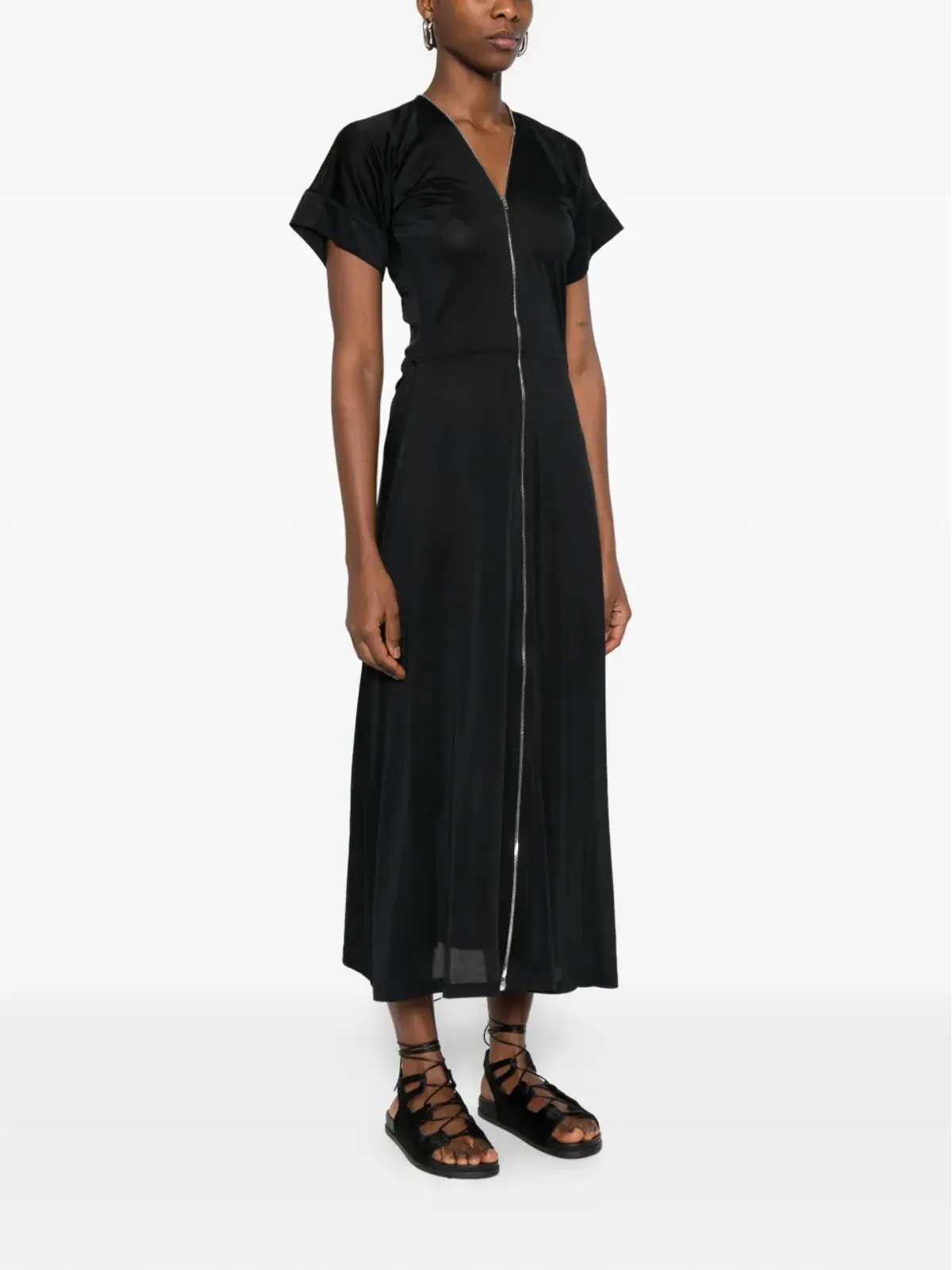 LEMAIRE V-neck zipped midi dress - Black - 画像3