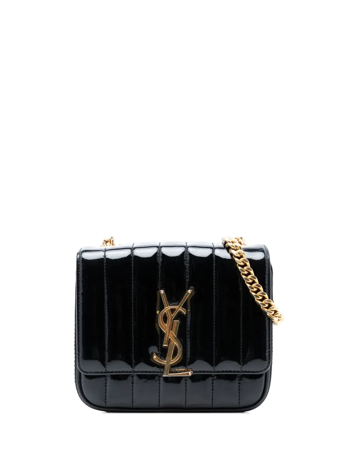 Saint Laurent Pre-Owned 2018年 小型 パテント モノグラム ヴィッキー チェーンバッグ クロスボディ ブラック - 画像1