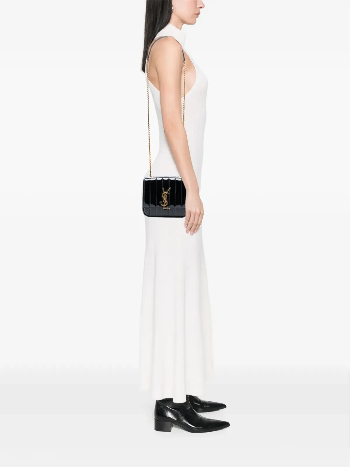 Saint Laurent Pre-Owned 2018年 小型 パテント モノグラム ヴィッキー チェーンバッグ クロスボディ ブラック - 画像2
