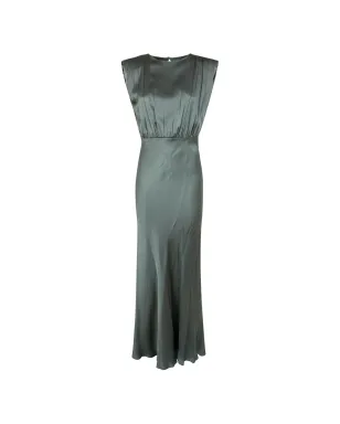Semicouture ギャザー細部マキシドレス（グリーン） - サムネイル1
