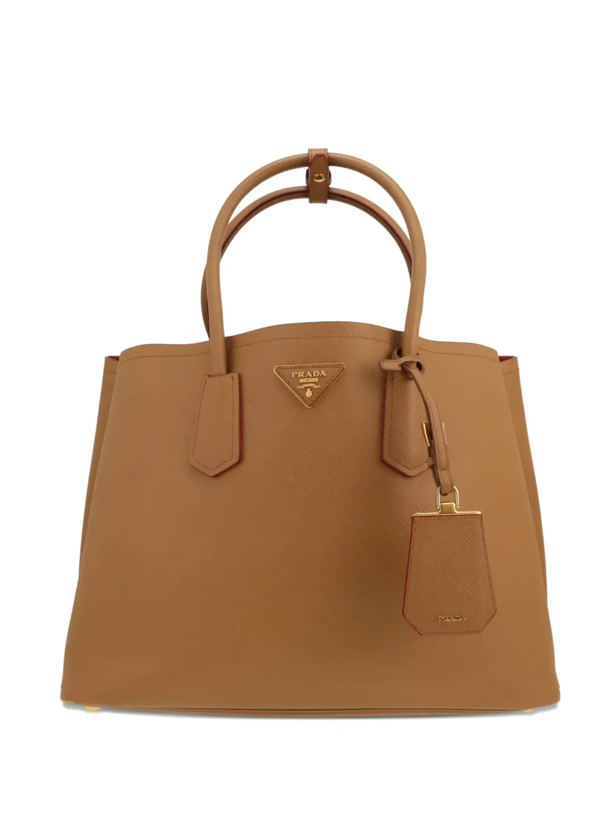 Prada Pre-Owned 2020s ダブルレザー トートバッグ - ブラウン - 画像1