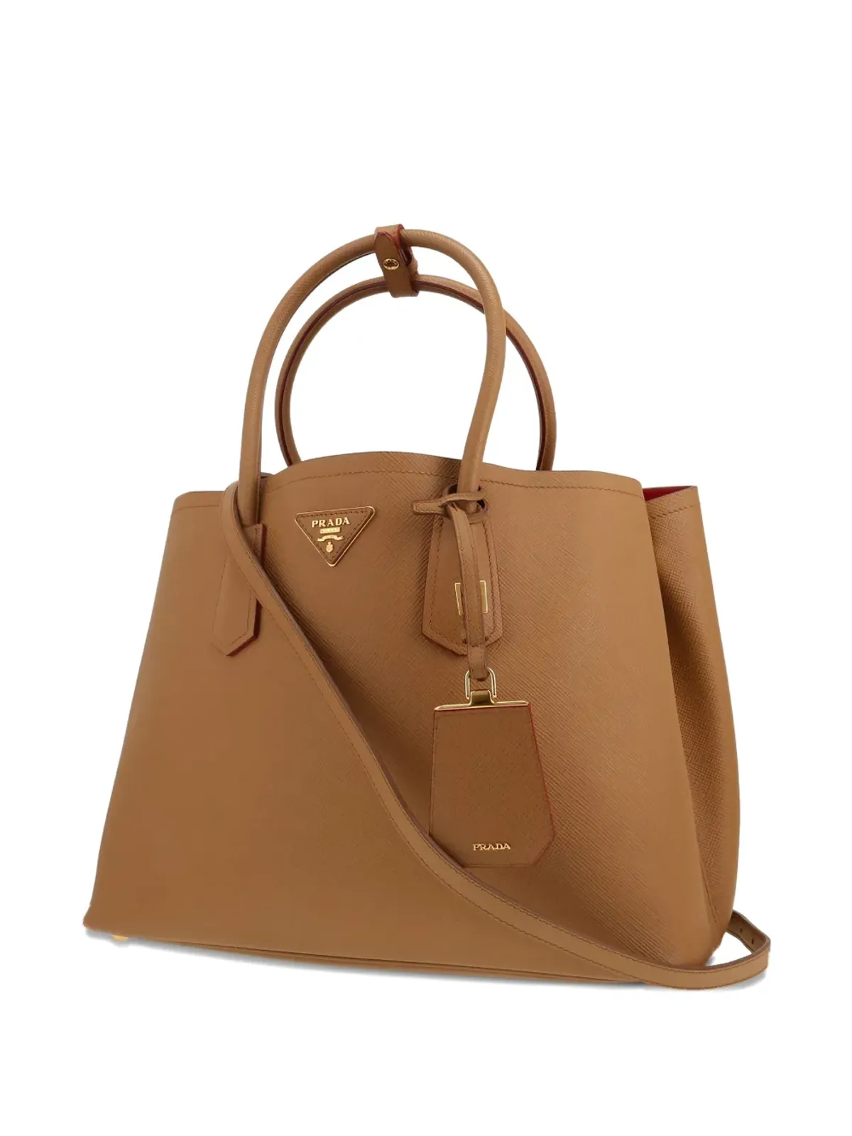 Prada Pre-Owned 2020s ダブルレザー トートバッグ - ブラウン - 画像3