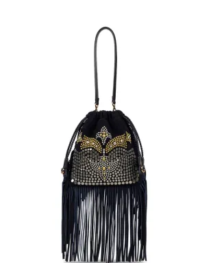 ETRO 小さめ Kalispera スタッズ付きフリンジ バケットバッグ ブルー - サムネイル1