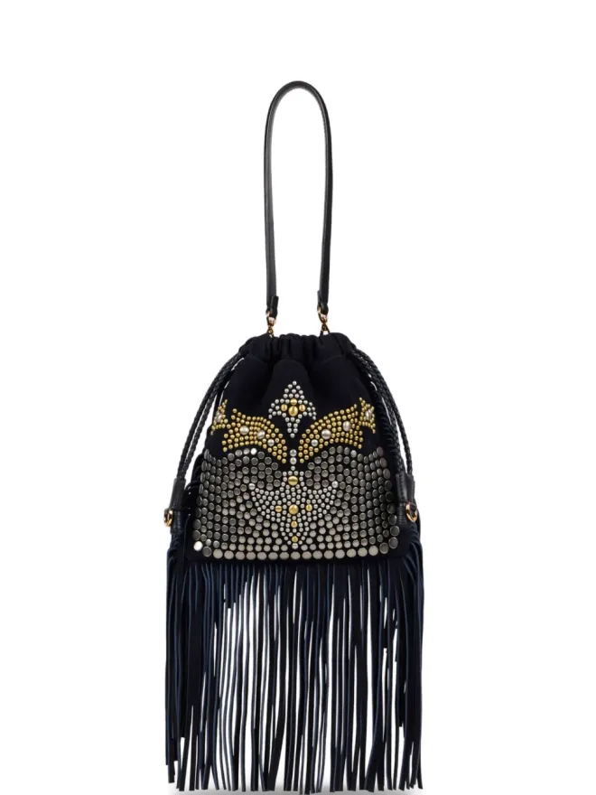 ETRO ETRO 小さめ Kalispera スタッズ付きフリンジ バケットバッグ ブルーの商品画像