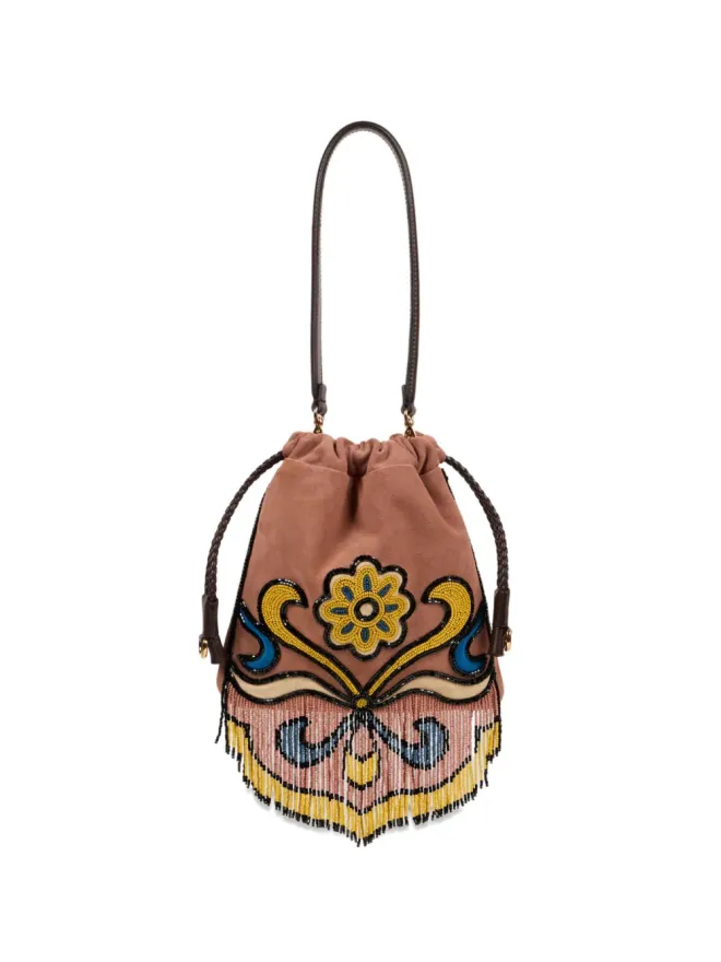 ETRO ETRO 小さめカリスペラ ビーズ付きフリンジスエード バケットバッグの商品画像