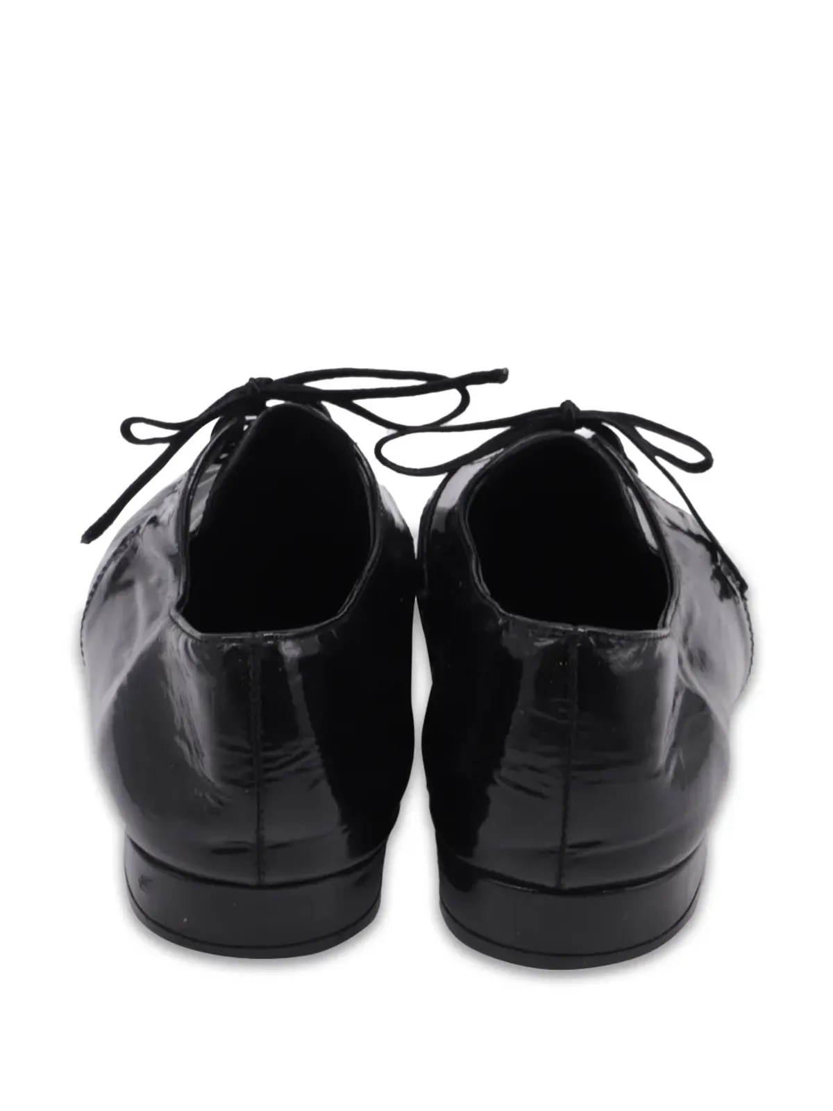 Prada ビンテージ レースアップ パテント ローファー ブラック - 画像3
