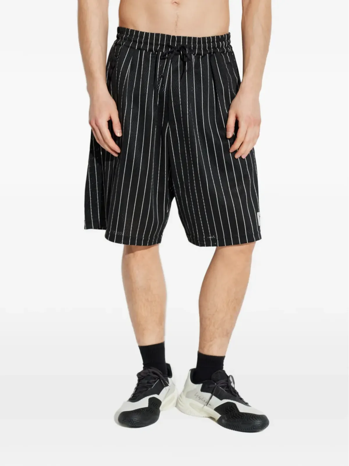 Y-3 striped drawstring shorts - Black - 画像3