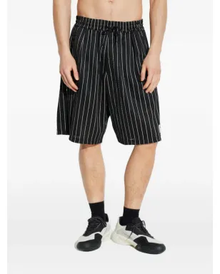 Y-3 striped drawstring shorts - Black - サムネイル3