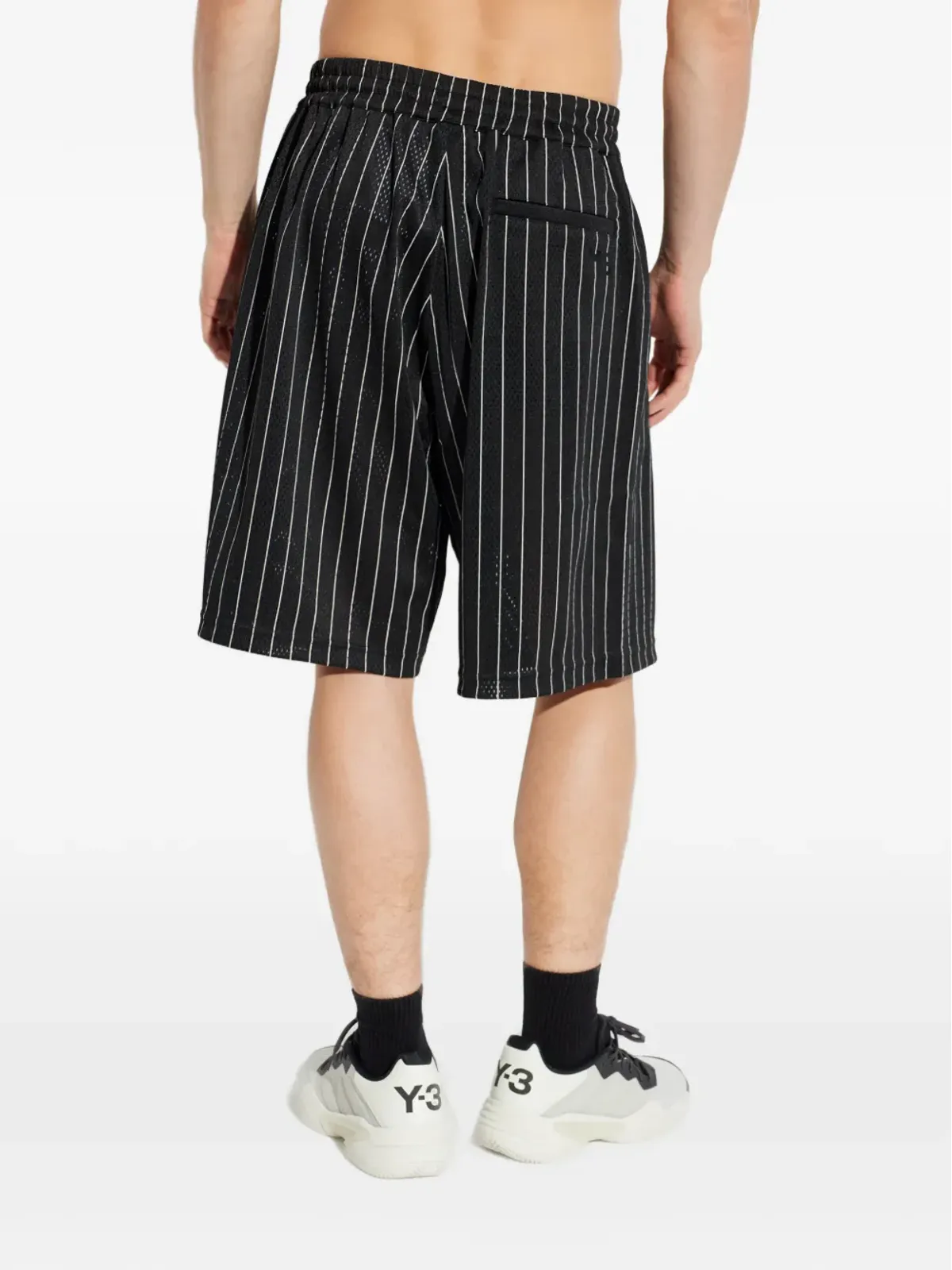 Y-3 striped drawstring shorts - Black - 画像4
