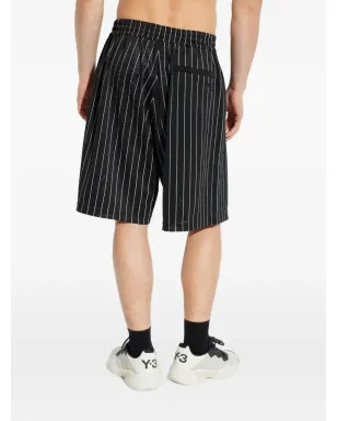 Y-3 striped drawstring shorts - Black - サムネイル4