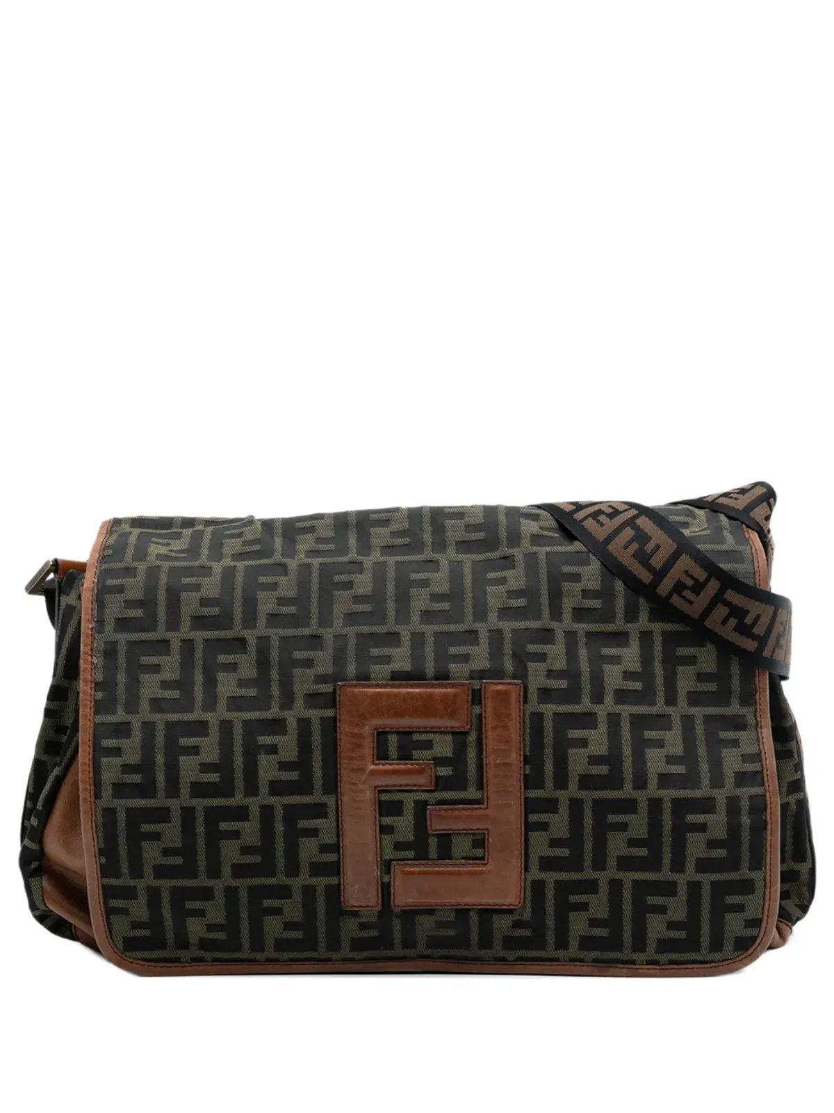 Fendi ビンテージ Zucca Canvas FF メッセンジャーバッグ クロスボディバッグ - Brown - 画像1