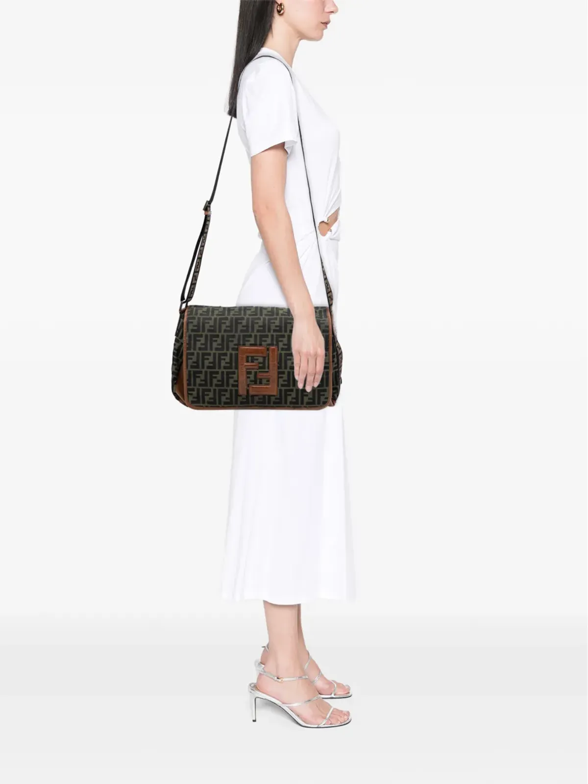 Fendi ビンテージ Zucca Canvas FF メッセンジャーバッグ クロスボディバッグ - Brown - 画像2