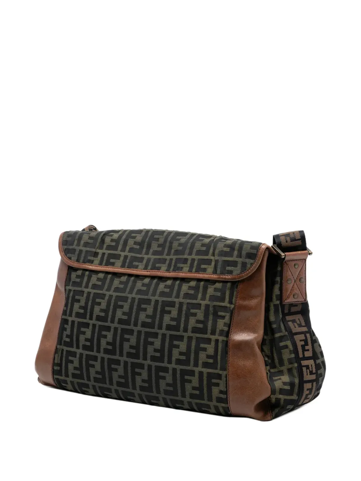 Fendi ビンテージ Zucca Canvas FF メッセンジャーバッグ クロスボディバッグ - Brown - 画像3