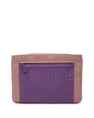 Bottega Veneta ビンテージ 2012-2025 バイカラー ナッパ レザー イントレッチァート ウィストレット クラッチバッグ - ピンク - サムネイル1