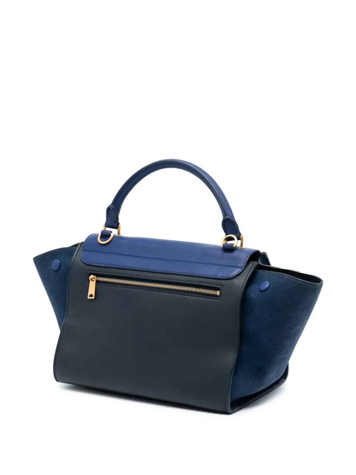 Celine Pre-Owned 2014年スモール バイカラー カーフスキンとスエード トラペーズ・サッチェル - ブラック - 画像3