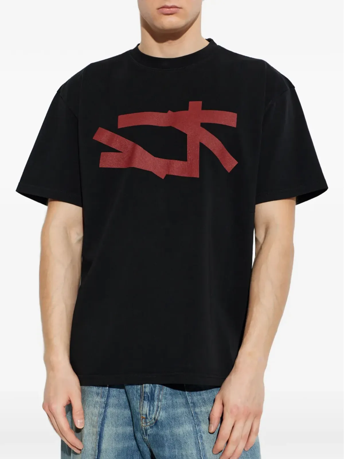 44 LABEL GROUP グラフィック クルーネック Tシャツ ブラック - 画像3