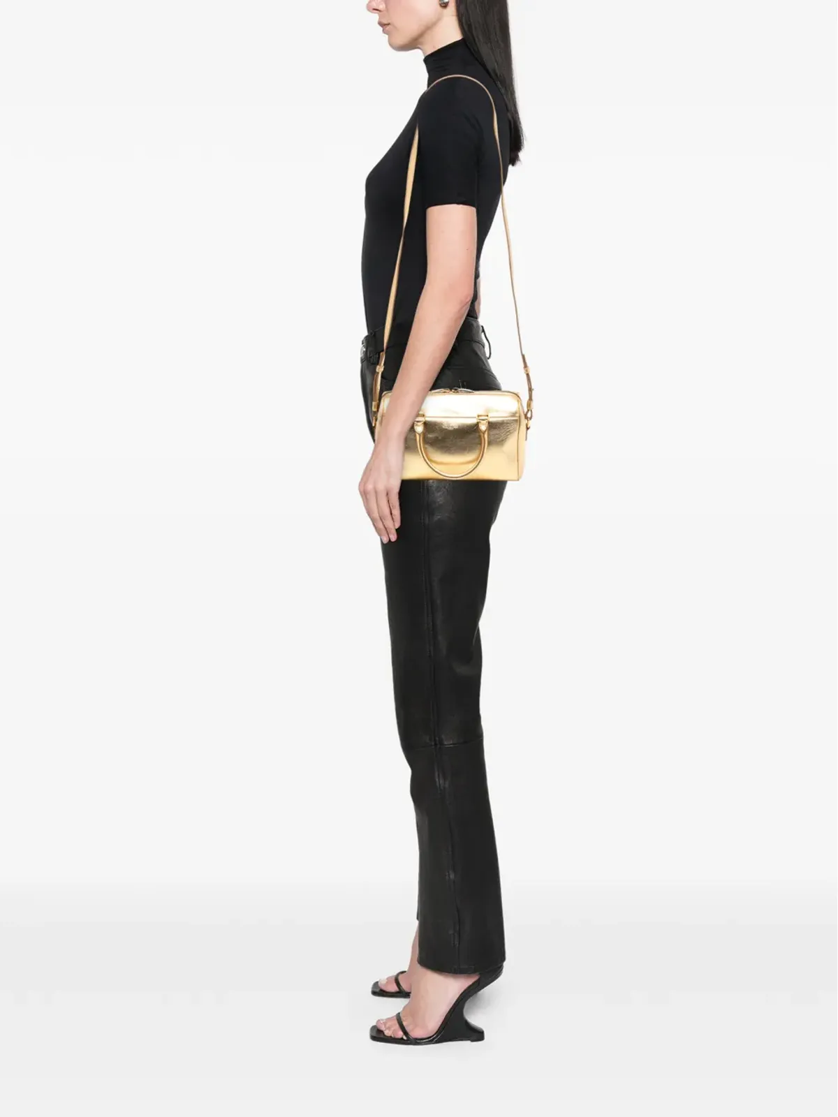 Saint Laurent Pre-Owned ベビー メタリックレザー クラシック ダッフルサッチェル - ゴールド - 画像2