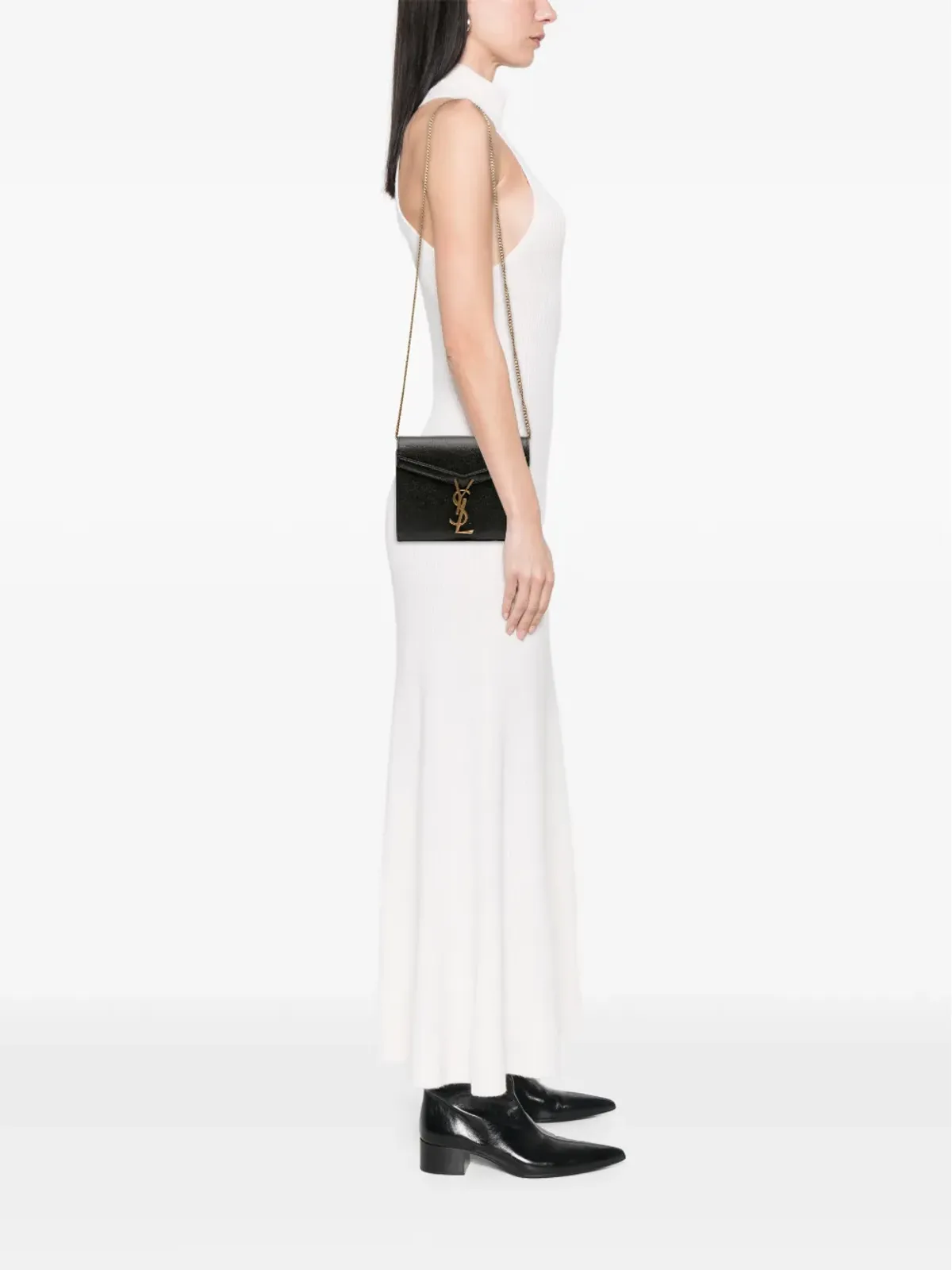 Saint Laurent グレイン・ド・プードル モノグラム カサンドラ チェーン ウォレット クロスボディ バッグ - 画像2