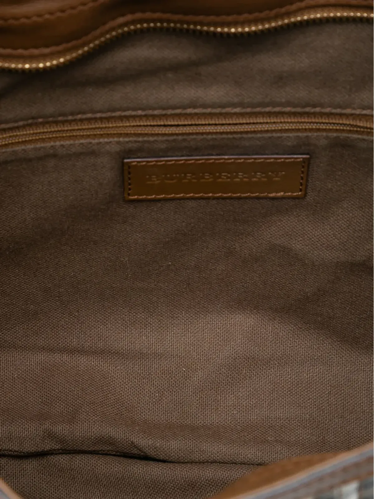 Burberry Pre-Owned ヘイマーケット チェック ステッチ入り コーテッドキャンバスとレザーの ダンロー サッチェル - ブラウン - 画像5