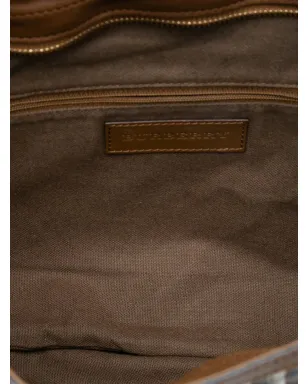 Burberry Pre-Owned ヘイマーケット チェック ステッチ入り コーテッドキャンバスとレザーの ダンロー サッチェル - ブラウン - サムネイル5