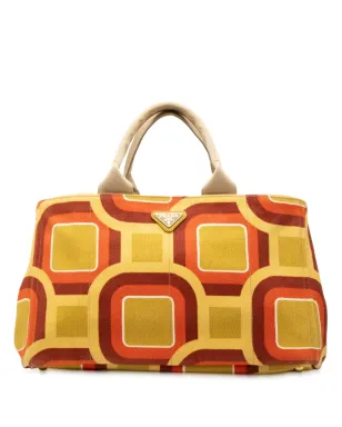 Prada Pre-Owned プリントキャンバス Canapa Soho サッチェル - イエロー - サムネイル1