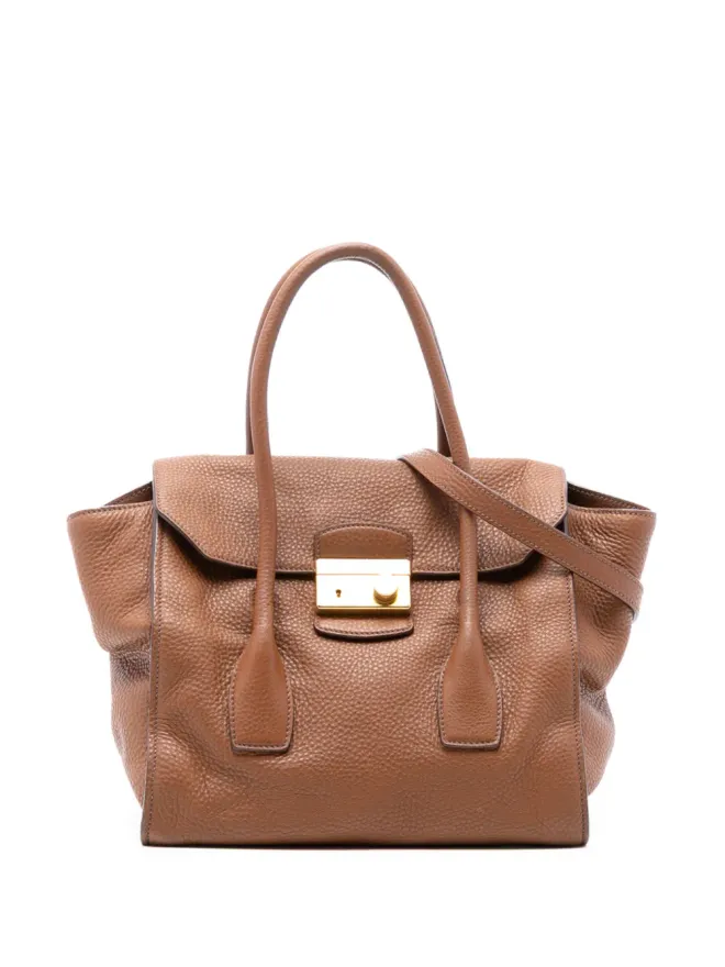 Prada Pre-Owned Prada Pre-Owned 2010-2025 Vitello Daino Sound Lock satchel - Brownの商品画像