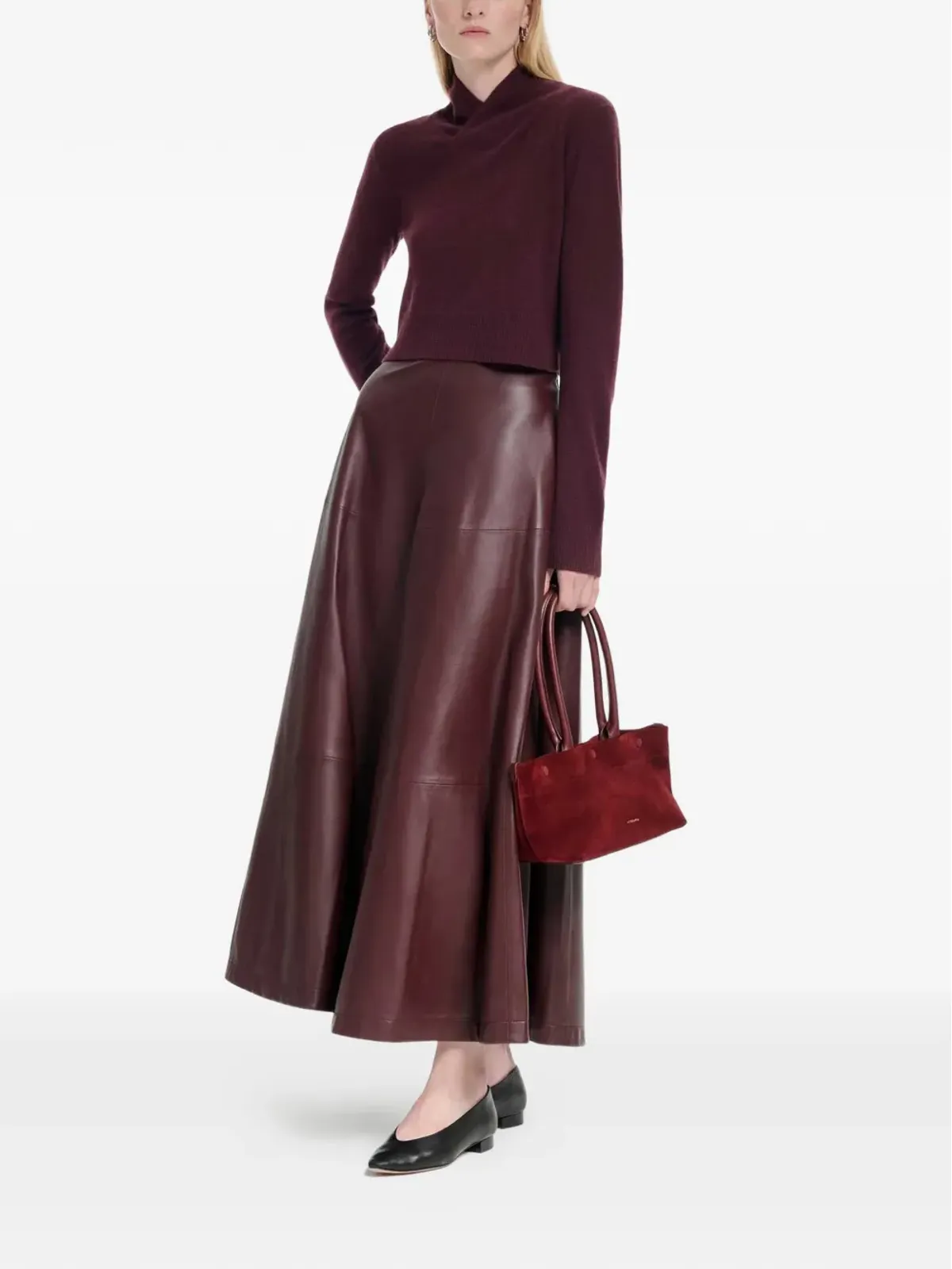 Altuzarra Varda flared lambskin skirt - 画像2
