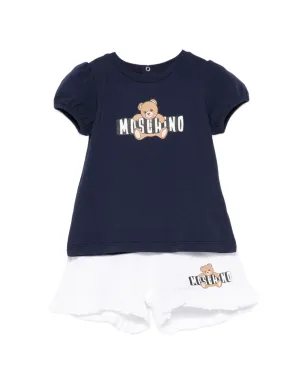 Moschino Kids ラッフルヘム テディプリント トラックスーツ - White - サムネイル1
