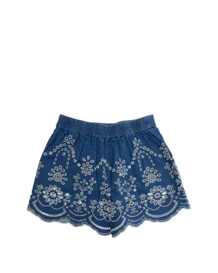 MC2 Saint Barth Kids アマニ刺繍スカラップデニムショーツ - サムネイル1