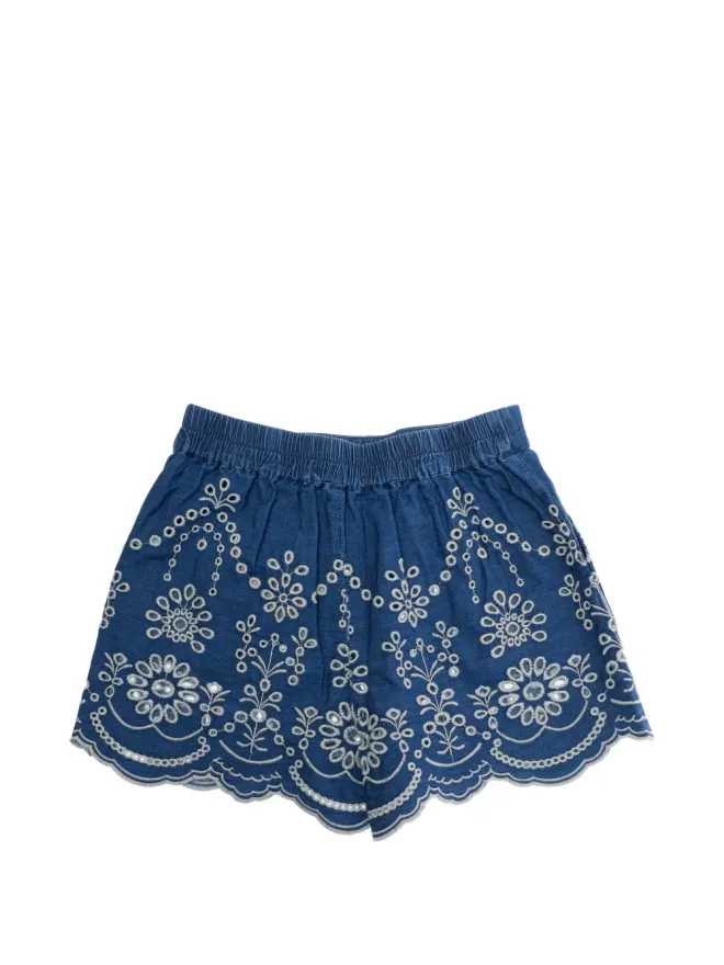MC2 Saint Barth Kids MC2 Saint Barth Kids アマニ刺繍スカラップデニムショーツの商品画像