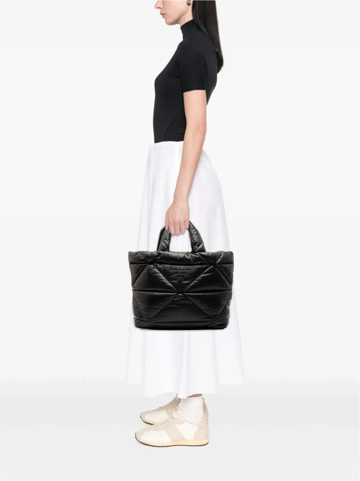 Prada Pre-Owned キルティング ナッパレザー パッド入り トートバッグ ブラック - 画像2