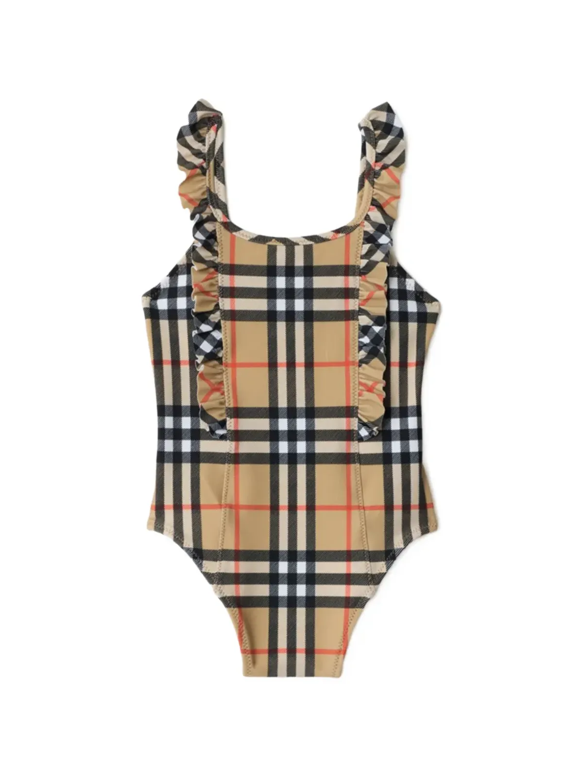 Burberry Kids チェック柄フリル付き水着 - 画像1