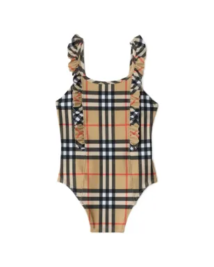 Burberry Kids チェック柄フリル付き水着 - サムネイル1