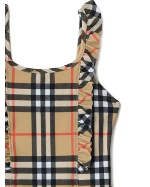 Burberry Kids チェック柄フリル付き水着 - サムネイル3