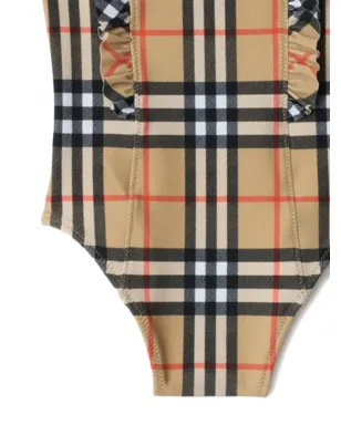 Burberry Kids チェック柄フリル付き水着 - サムネイル4