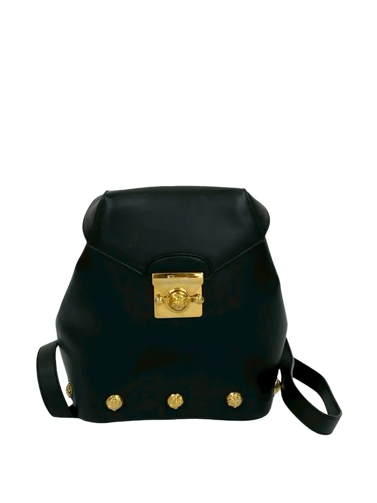 Ferragamo ビンテージ 1990 Gancini カーフスキン レザー バックパック - ブラック - 画像1