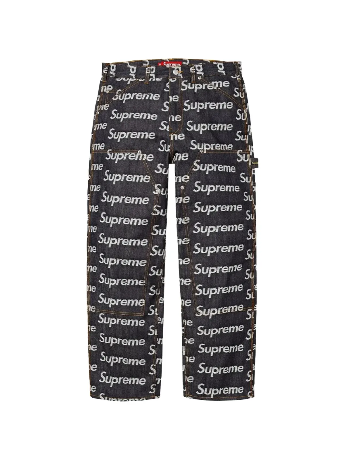 Supreme ロゴジャカード ダブルニー ジーンズ - 画像1