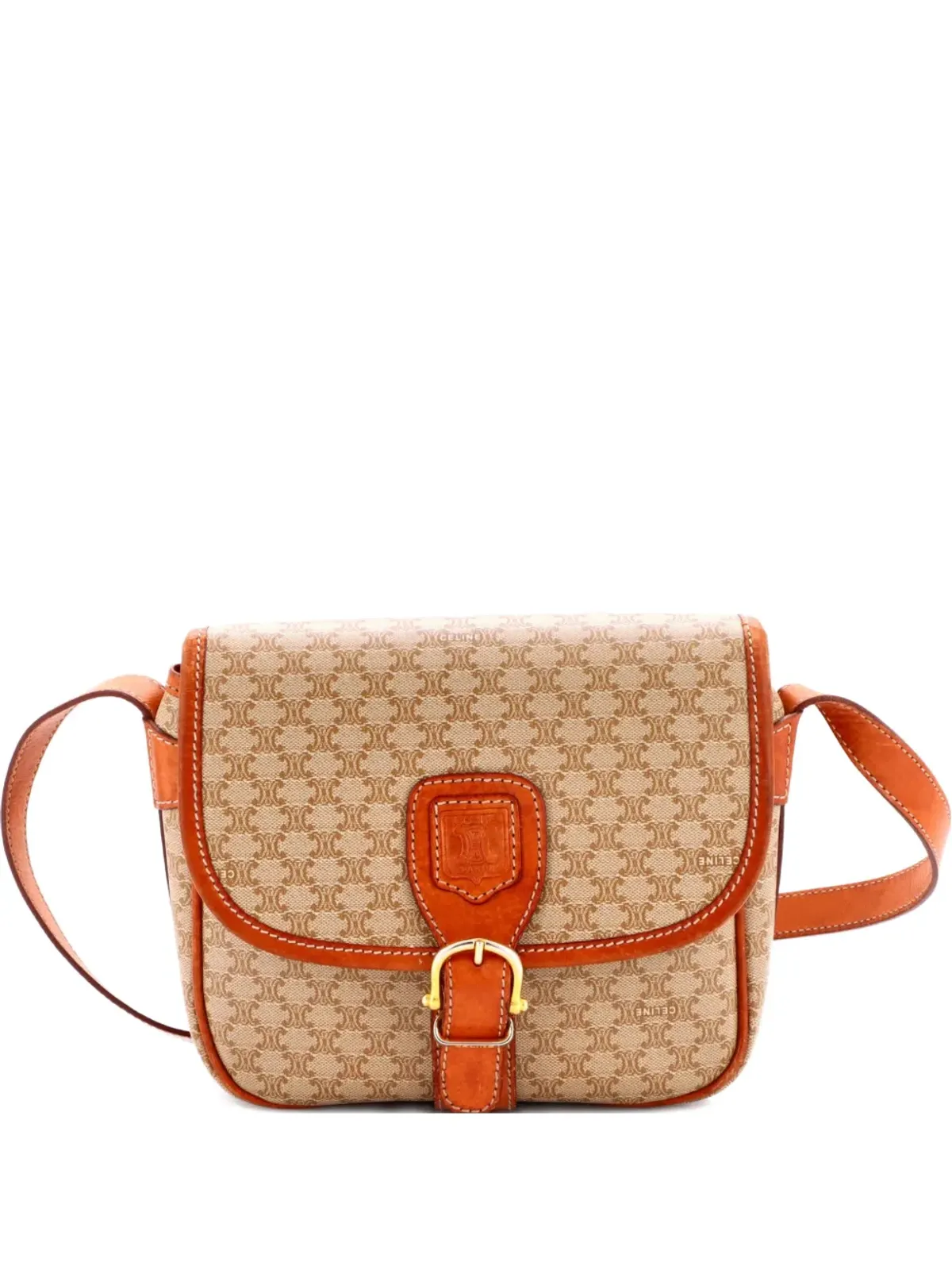 Celine Pre-Owned サドルフラップショルダーバッグ - マカダム コーテッドキャンバス 小型クロスボディバッグ - 画像1