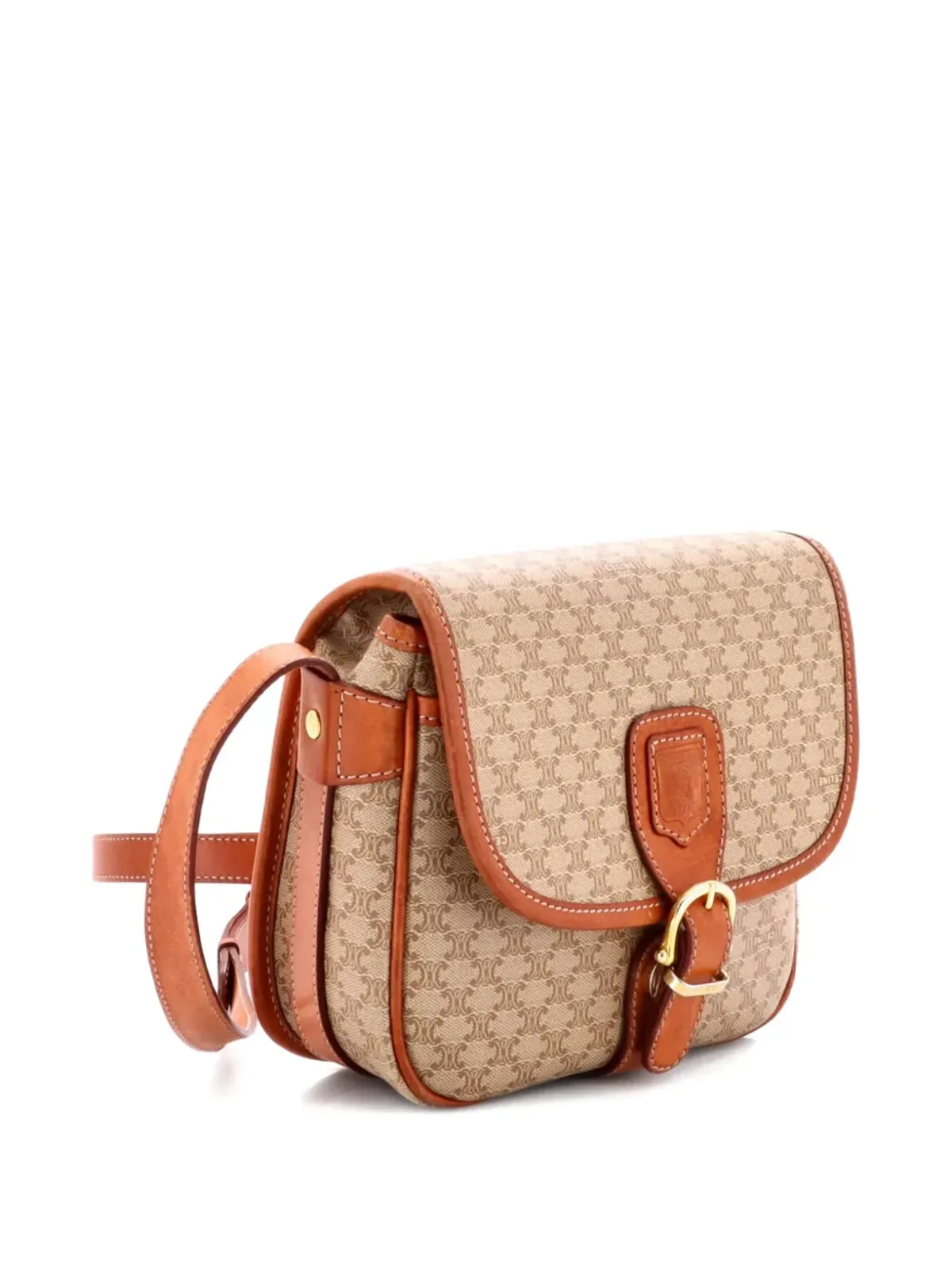 Celine Pre-Owned サドルフラップショルダーバッグ - マカダム コーテッドキャンバス 小型クロスボディバッグ - 画像3