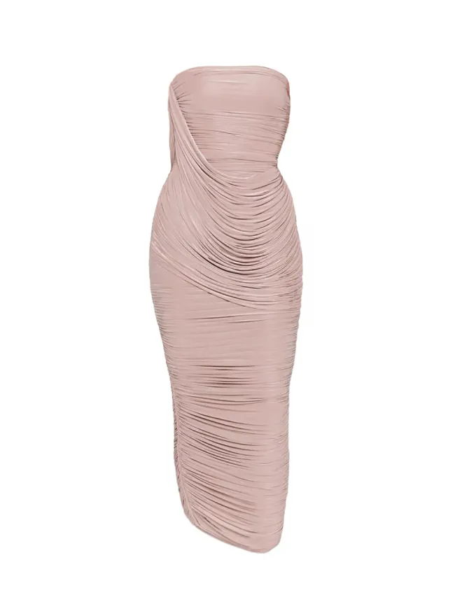 Alex Perry Alex Perry ギャザー入りストラップレス ミディドレスの商品画像
