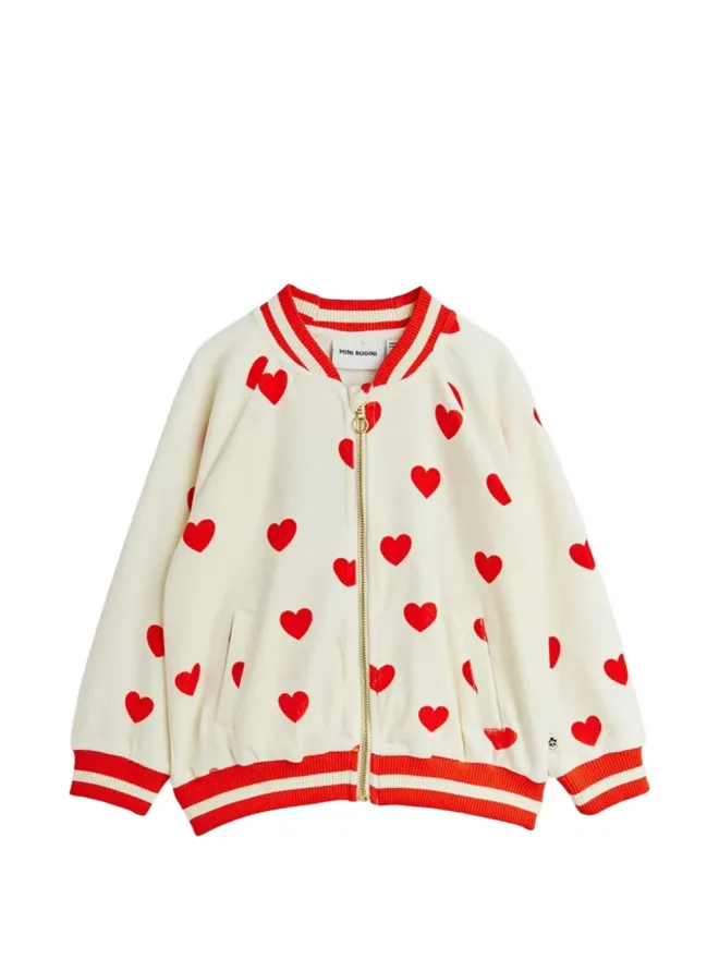 Mini Rodini Mini Rodini アイボリー ハートプリント ジップアップセーターの商品画像